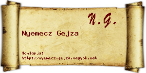 Nyemecz Gejza névjegykártya